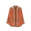 Zimmermann Tangerine Paisley-print Silk Habotai Mahon Dolman Shirt In Multi