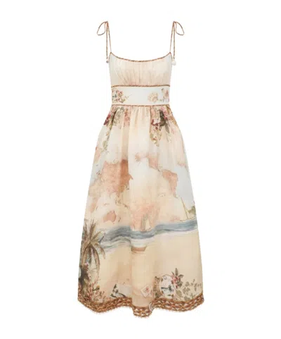 Zimmermann Mahon Linen Picnic Dress In Neutral