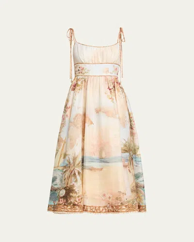 Zimmermann Mahon Picnic Midi Dress In Gray