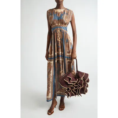 Zimmermann Womens Dark Blue Paisley Mahon Printed Silk Maxi Dress In Animal Print