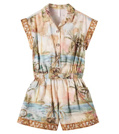 Zimmermann Mahon Printed Cotton Romper In Multi