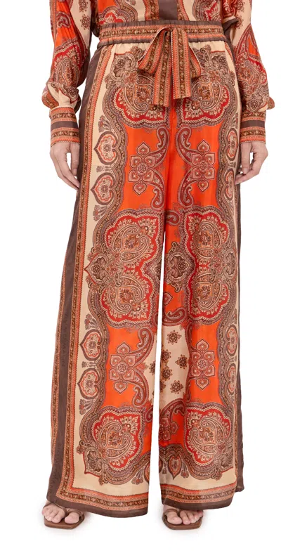Zimmermann Mahon Relaxed Pants Tangerine Paisley In Multi