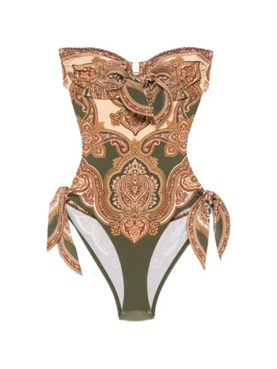 Zimmermann Mahon Scarf Paisley-print Swimsuit In Multi