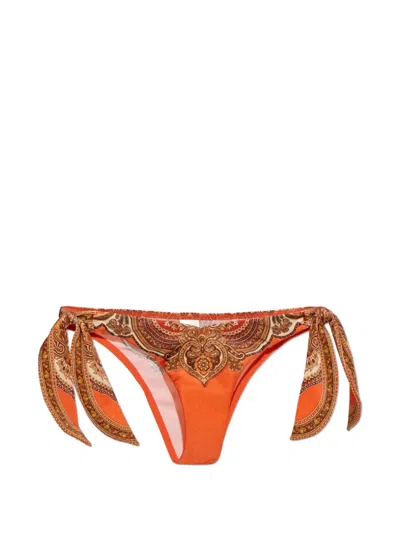 Zimmermann Mahon Scarf Tie Pant Bikini Bottoms In Orange
