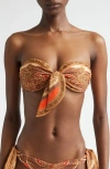 Zimmermann Mahon Printed Bikini Top In Brown
