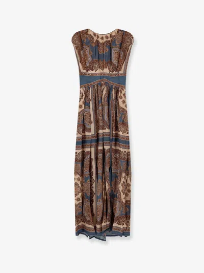 Zimmermann Womens Dark Blue Paisley Mahon Printed Silk Maxi Dress In Animal Print