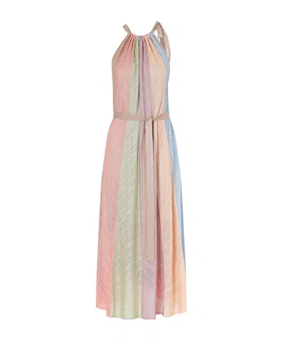 Zimmermann Mahon Splice Halter Mesh Midi Dress In Multi