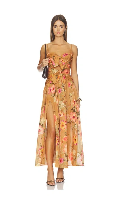 Zimmermann Mahon Tie Front Midi Dress In Multi