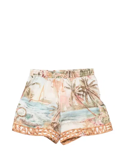 Zimmermann Kids' Mahon Tropical-print Shorts In Neutral