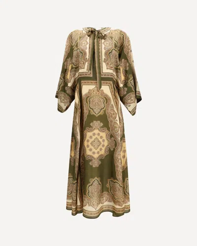 Zimmermann Mahon Paisley Print Habutai Silk Maxi Dress In Green