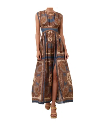 Zimmermann Womens Dark Blue Paisley Mahon Printed Silk Maxi Dress In Animal Print