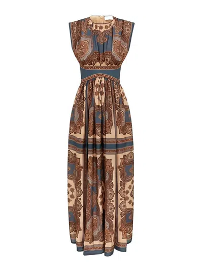 Zimmermann Mahon Waisted Maxi Dress In Brown