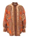 Zimmermann Tangerine Paisley-print Silk Habotai Mahon Dolman Shirt In Brown