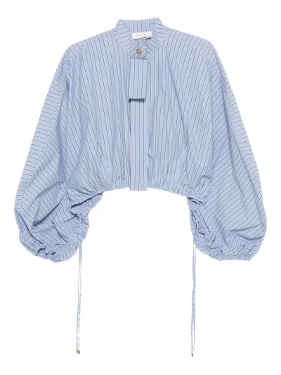 Zimmermann Mandarin-collar Shirt In Blue