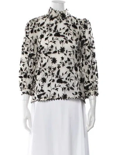 Pre-owned Zimmermann Master Embroidered Latrice Floral Print Blouse In Neutral
