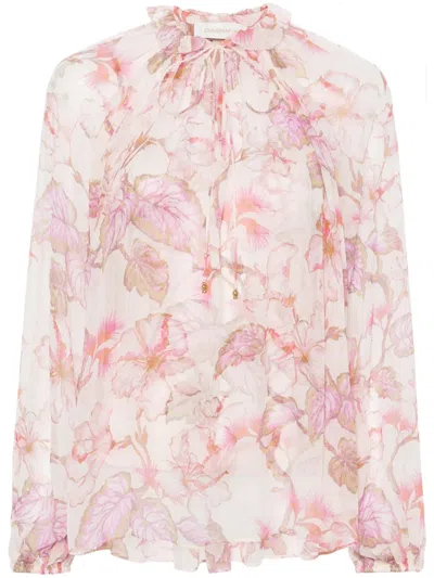 Zimmermann Matchmaker Billow Blouse In Coral_hibiscus