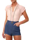 Zimmermann Embellished Linen And Silk-blend Organza Shirt In Pink