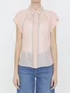 Zimmermann Embellished Linen And Silk-blend Organza Shirt In Pink