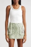 Zimmermann White Illuminate Embellished Tank Top In Ivory