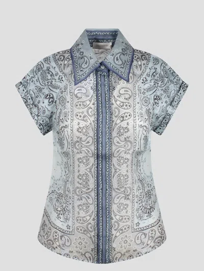 Zimmermann Matchmaker Fitted Blouse In Blue