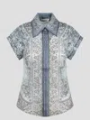 Zimmermann Matchmaker Printed Linen And Silk-blend Shirt In Blue