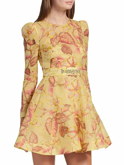 Zimmermann Hibiscus Floral-print Minidress In Multicolor