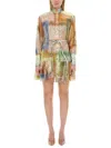 Zimmermann Elegantly Tailored Mini Dress With Cotton-silk Blend In Animal Print