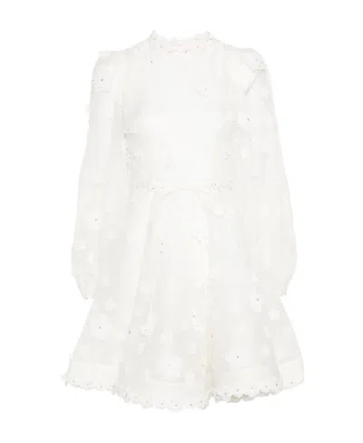 Zimmermann Matchmaker Lift Off Mini Dress In White
