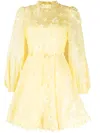 Zimmermann Floral Appliquéd Linen And Silk-blend Mini Dress In Multi