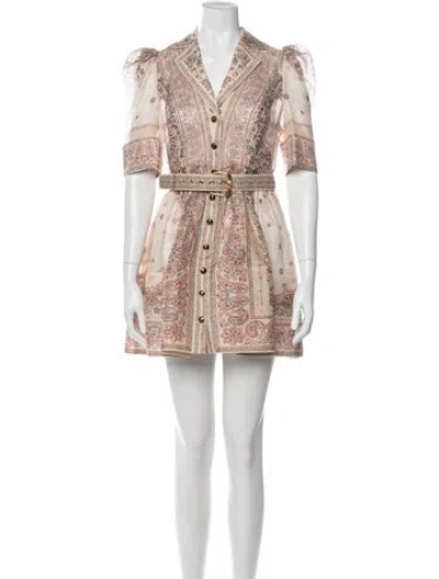 Pre-owned Zimmermann Matchmaker Mini Dress In Neutral