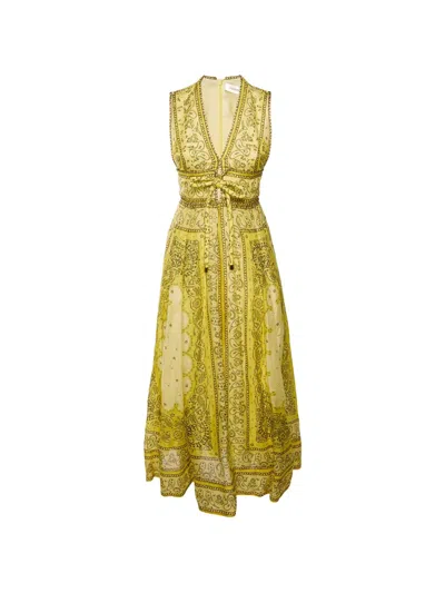 Pre-owned Zimmermann Matchmaker Paisley-print Dress In Yellow