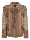 Zimmermann Matchmaker Printed Linen And Silk Blouse In Nude & Neutrals