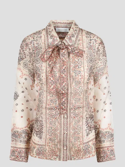 Zimmermann Stunning Crba Silk And Linen Shirt For Women In Pink