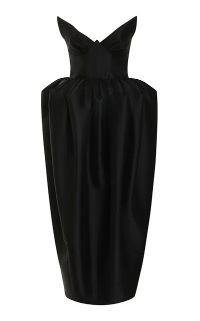 Zimmermann Matchmaker Wool-silk Bustier Midi Dress In Black