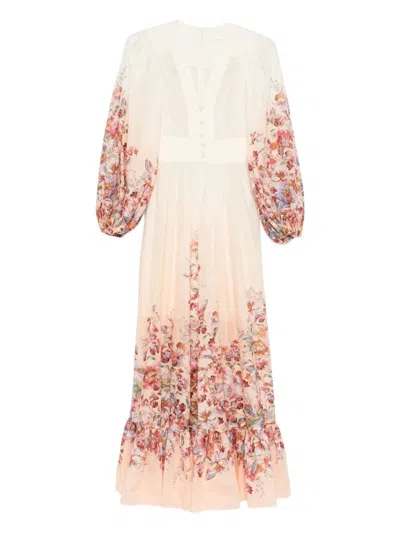 Zimmermann Awaken Plunge Maxi Dress With Separate Slip Clothing In Multi