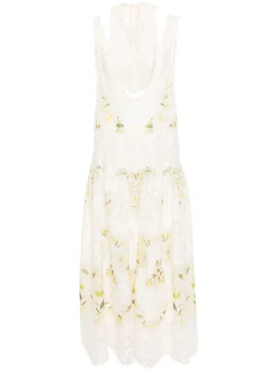 Zimmermann Harmony Lemon Mixed-print Dress In White