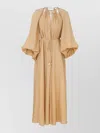 Zimmermann Silk Mini Dress With Billow Sleeves And Adjustable Chain In Neutral