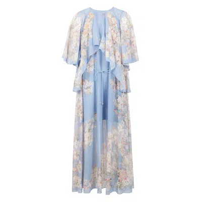ZIMMERMANN MAXI FLORAL-PRINTED SILK COTTON DRESS WITH RUFFLES