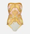 Zimmermann Chain Trim Bandeau One-piece Swimsuit In Multicoloured
