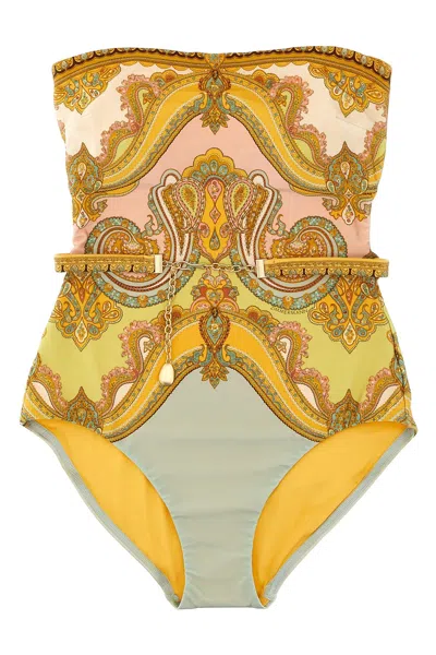 ZIMMERMANN ZIMMERMANN 'MAXINE CHAIN TRIM BANDEAU' ONE-PIECE SWIMSUIT
