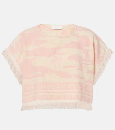 Zimmermann Maxine Cotton Terry Crop Top In Pink