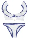 Zimmermann Maxine Crochet Frill Bikini In Ivobl Ivory/blue