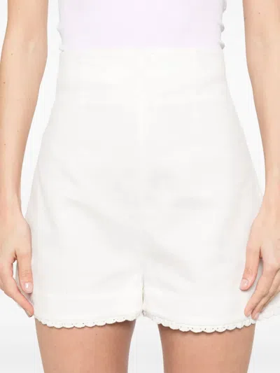Zimmermann Maxine Crochet Trim Shorts In Ivory In Multi
