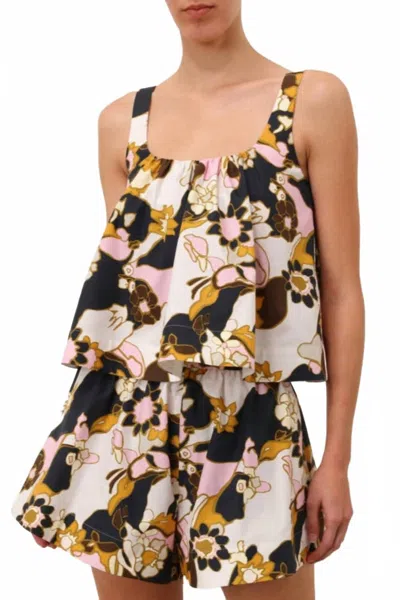 Zimmermann Maxine Cropped Cami Top In Yellow Kaleidoscope Floral In Multi