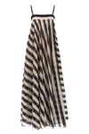 Zimmermann Maxine Stripe Maxi Dress Black/cream Stripe In Black