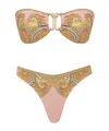 Zimmermann Maxine Knot Trim Printed Bikini In Nude
