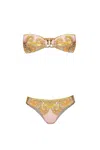 Zimmermann Maxine Knot Trim Printed Bikini In Gold Paisley