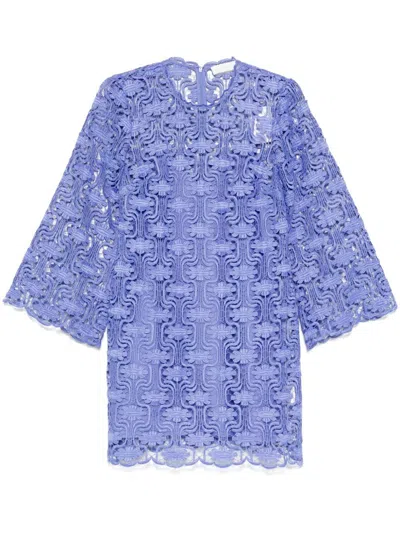 Zimmermann Maxine Lace Mini Dress In Cornflower