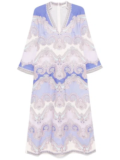 Zimmermann Maxine Tunic Midi Dress Cornflower Paisley In Multi