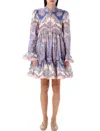 Zimmermann Maxine Long Sleeve Mini Dress Purple Paisley In Purple Pasley